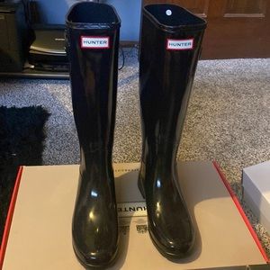 Hunter Women's Original Tall Glass Buckle Strap Rain Boots